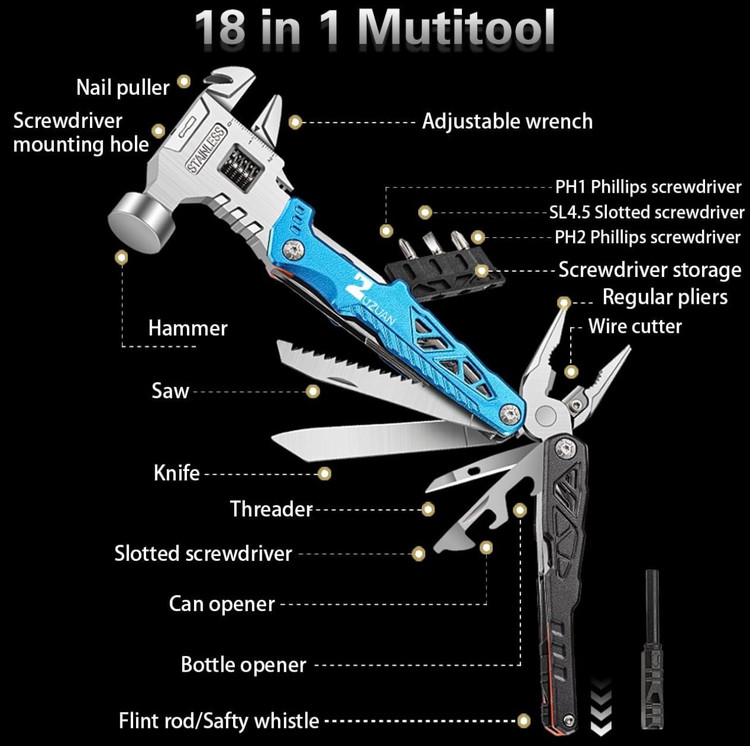 ابزار 18 کاره سفری مدل multitool (۱۸ در ۱ )