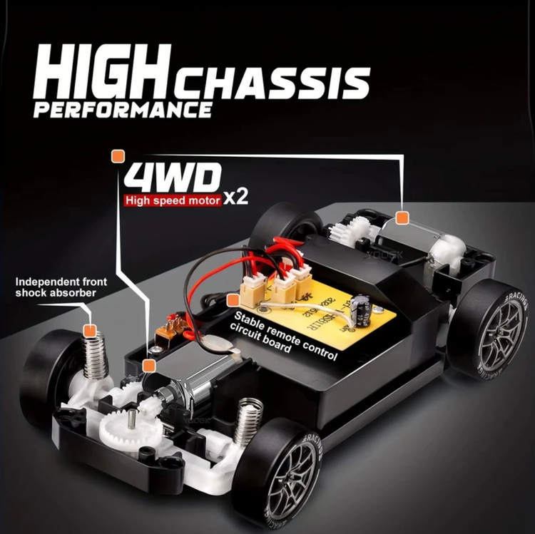 ماشین کنترلی پورشه 911 GT3 ShadowDrift 1:24، چهارچرخ محرک، دریفتدار، سرعت ۱۵+، چراغ LED و بدنه ABS مقاوم