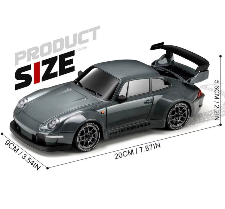 ماشین کنترلی پورشه 911 GT3 ShadowDrift 1:24، چهارچرخ محرک، دریفتدار، سرعت ۱۵+، چراغ LED و بدنه ABS مقاوم