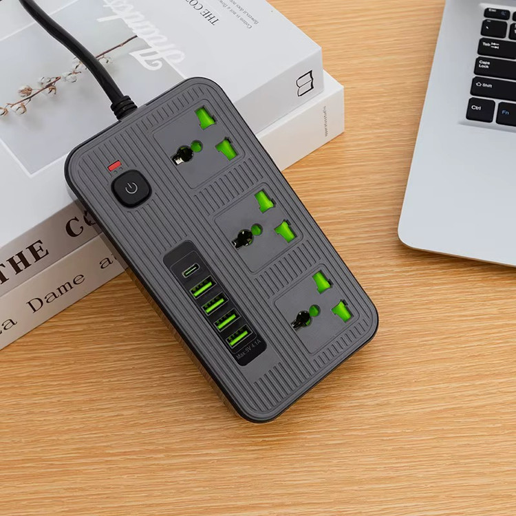 چندراهی برق NEW TIMES مدل Z71 | ۴ پریز برق + ۴ USB + USB-C با کابل ۲ متری