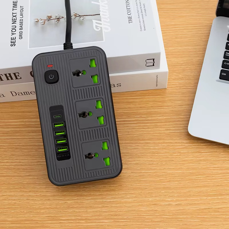 چندراهی برق NEW TIMES مدل Z71 | ۴ پریز برق + ۴ USB + USB-C با کابل ۲ متری