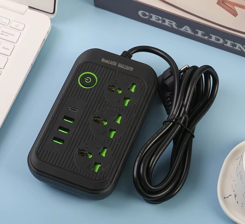 چندراهی برق ۴ خانه DEZHI A05U با ۳ پورت USB و ۱ پورت Type-C