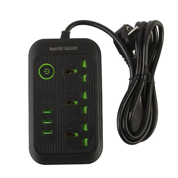 چندراهی برق ۴ خانه DEZHI A05U با ۳ پورت USB و ۱ پورت Type-C