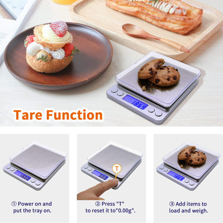 ترازوی دیجیتال آشپزخانه و شیرینیپزی 500 گرم با دقت 0.01 گرم