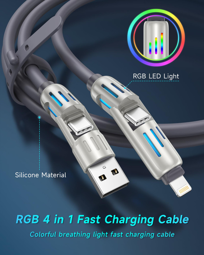 کابل 4 در 1 چیتا Cheetah CA-10 | توان 205W + نور Rainbow