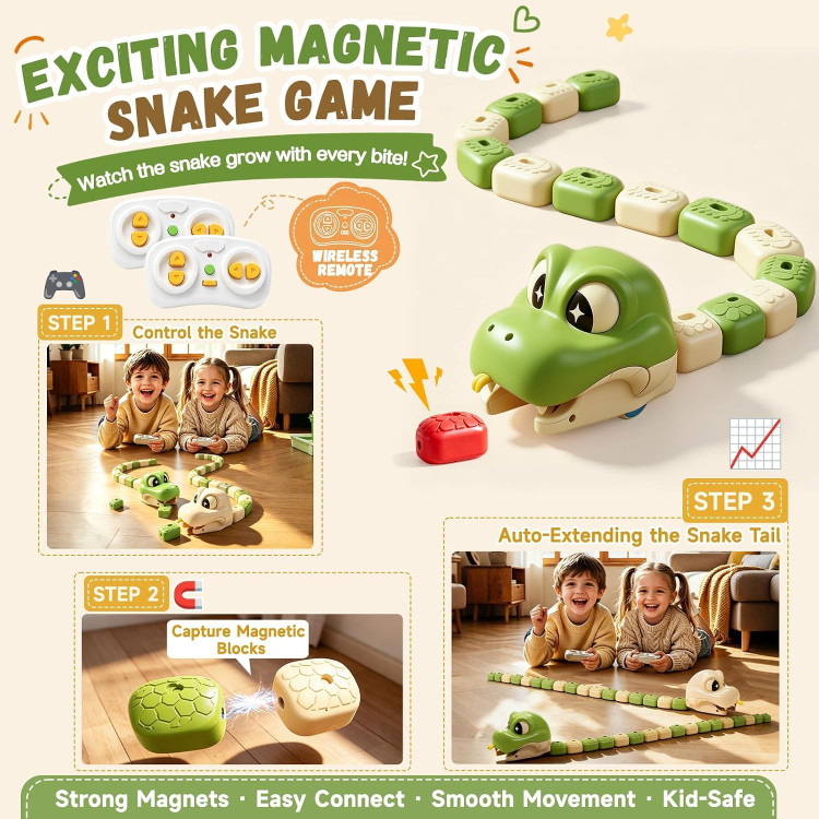 بازی مار کنترلی مغناطیسی دو نفره دارای کنترل از راه دورGreedy Snake | بازی مار خودخور با نور و صدا