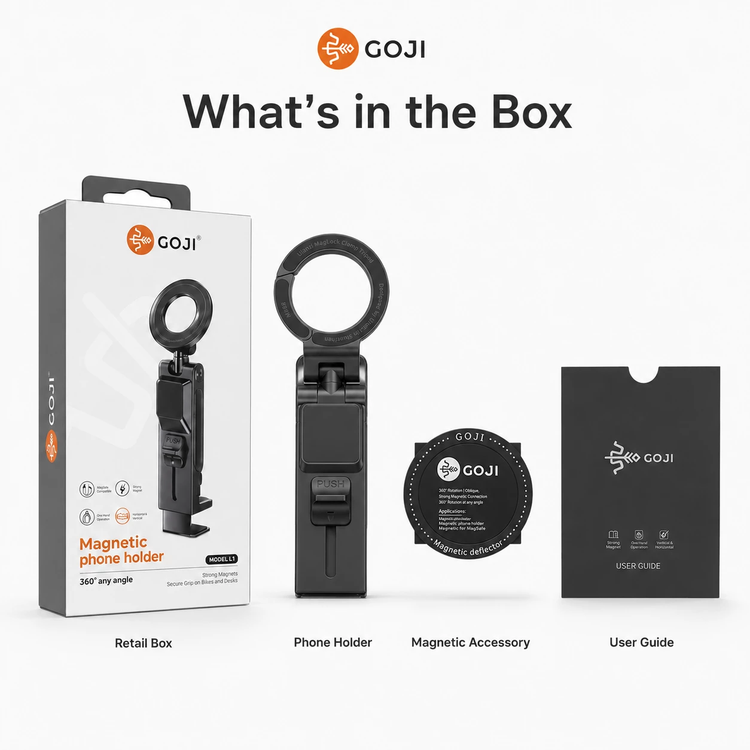 هولدر مغناطیسی موبایل GOJI مدل 3in1 | پایه رومیزی، گیرهای و خودرو با چرخش 360 درجه