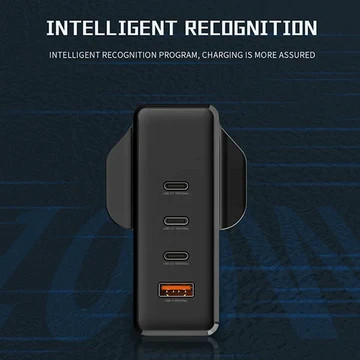 شارژر دیواری رچی Recci RC41 GaN 100W | چهار پورت فست شارژ | 3×USB-C + USB-A | شارژر لپتاپ و موبایل