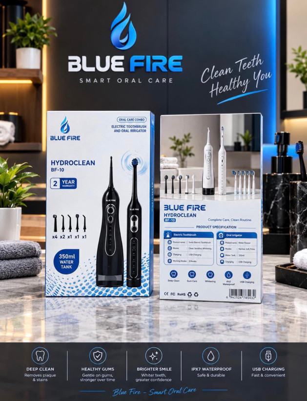 ست کامل مراقبت از دهان Blue Fire Hydroclean BF-10 | مسواک برقی سونیک + واترجت 2 در 1