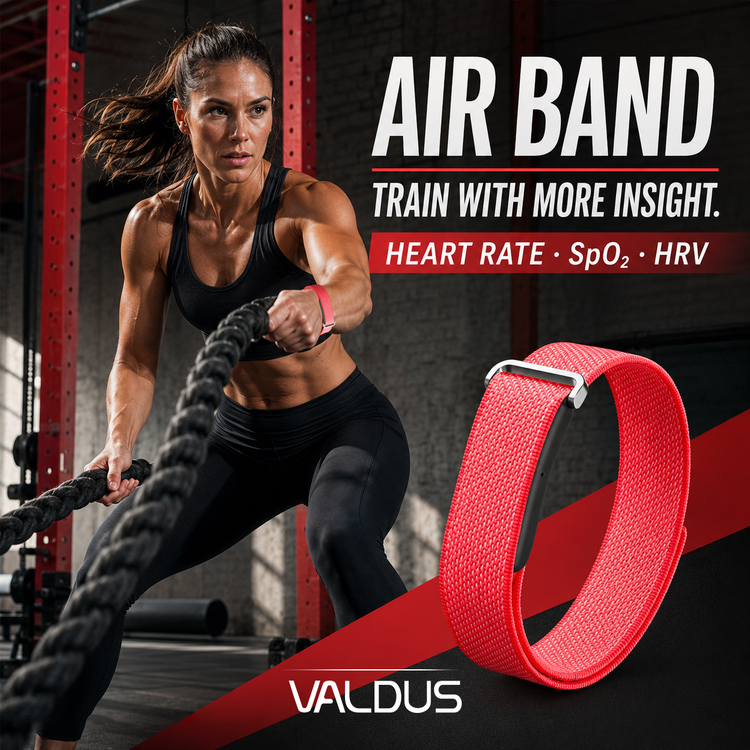 دستبند سلامت هوشمند VALDUS AIR BAND بدون نمایشگر | پایش ضربان قلب، اکسیژن خون، خواب و فعالیتهای ورزشی
