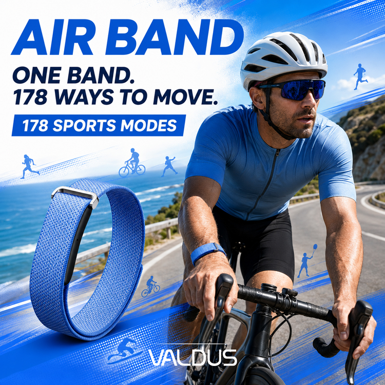 دستبند سلامت هوشمند VALDUS AIR BAND بدون نمایشگر | پایش ضربان قلب، اکسیژن خون، خواب و فعالیتهای ورزشی