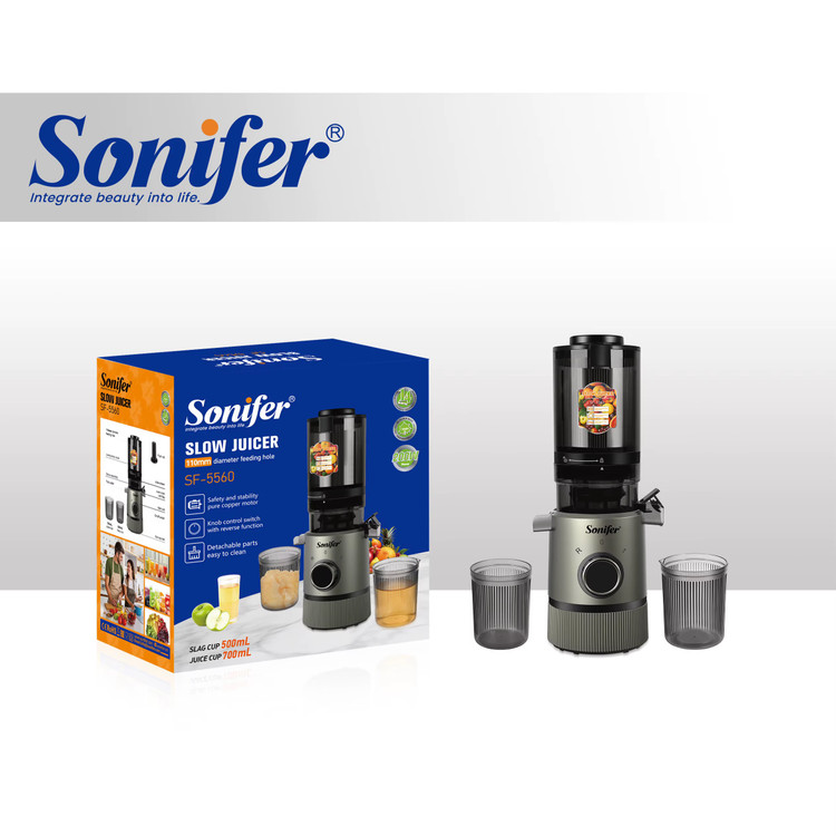 آبمیوهگیری سانیفر Sonifer مدل SF-5560 با توان 150 وات و سرعت 110 دور در دقیقه