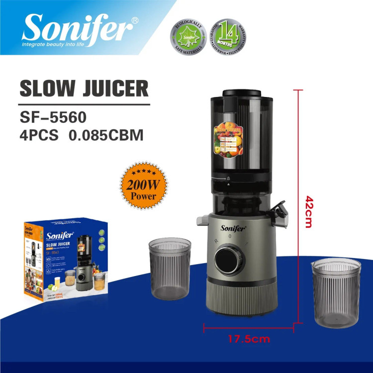 آبمیوهگیری سانیفر Sonifer مدل SF-5560 با توان 150 وات و سرعت 110 دور در دقیقه