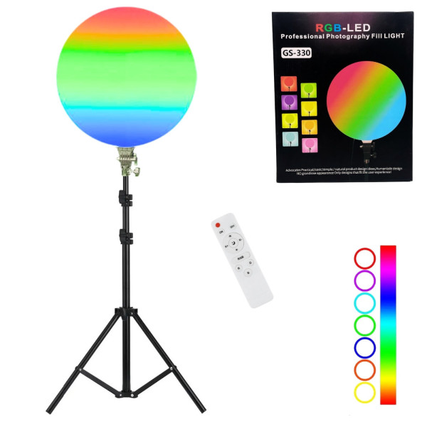 سافت لایت RGB مدل GS-330 همراه پایه نگهدارنده و هولدر موبایل مخصوص تولید محتوا